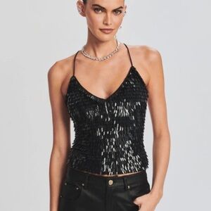 Retrofete Darla Feather Sequin Top